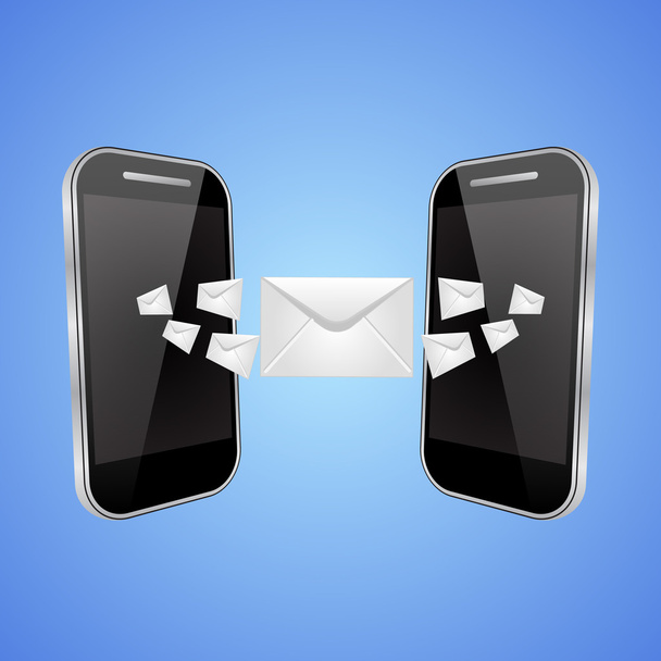 Mail exchange between phones - Вектор, зображення