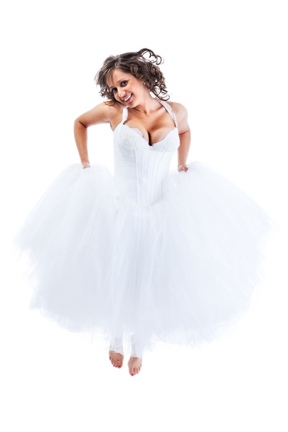 Young bride jumping - Foto, imagen