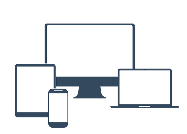 Electronic devices with white blank screens - Vector, Image