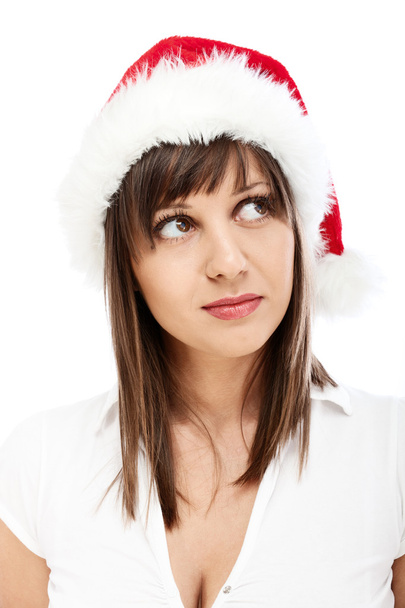 Young woman with santa hat - Foto, Imagem