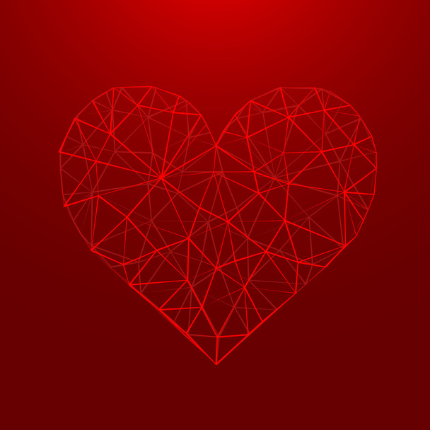 Abstract heart isolated on a red background. Vector - Vettoriali, immagini