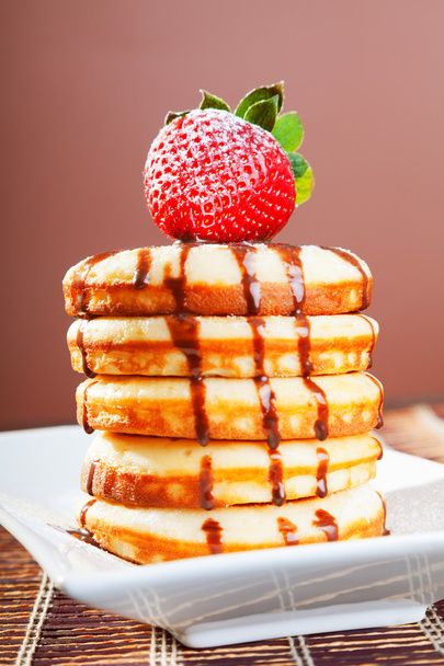 American pancakes with chocolate syrup - Фото, зображення