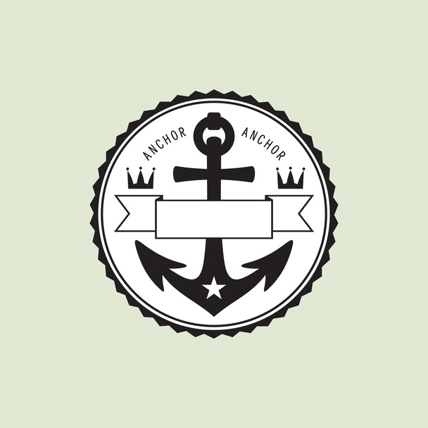 Marine badge with anchor - Vector, Image