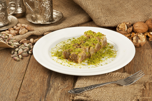 Turecký ramadán dezert Baklava s konceptem pozadí - Fotografie, Obrázek