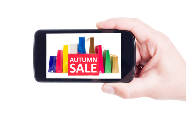 Herbstverkauf für Online-Shopping mit Smartphone-Konzept - Foto, Bild