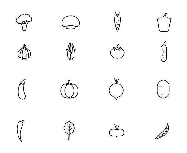 Vegetables  Icons with White Background. Vector illustration - Vettoriali, immagini
