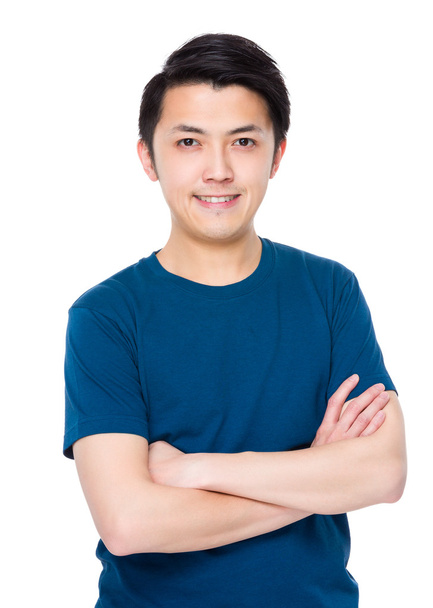 asiatischer junger Mann im blauen T-Shirt - Foto, Bild