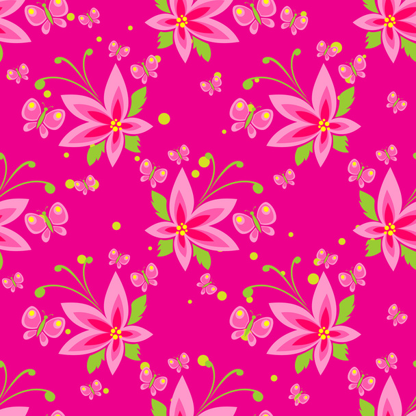 pink floral seamless pattern - Vector, afbeelding