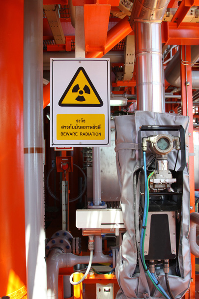 Flow meter, with high radiation sign. - Photo, Image
