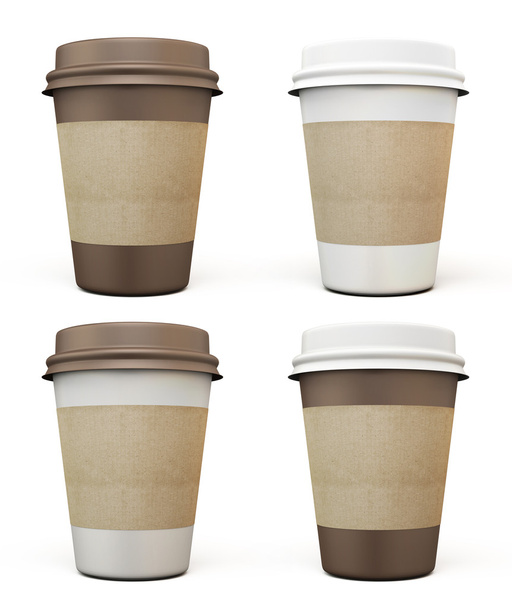 Set Einwegbecher für Kaffee in verschiedenen Farben - Foto, Bild