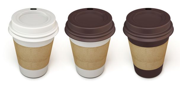 Conjunto de copos descartáveis para café em cores diferentes
 - Foto, Imagem