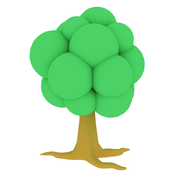 Ilustración de pequeños árboles de verano de dibujos animados
  - Vector, Imagen