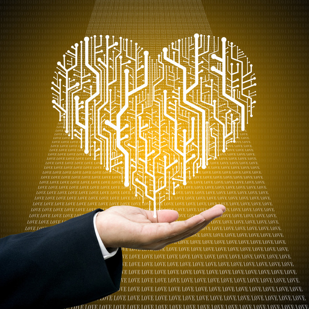 Businessman care the circuit board in heart shape - Photo, Image