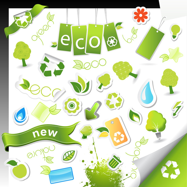 Set of ecology,bio and health symbols. - Διάνυσμα, εικόνα