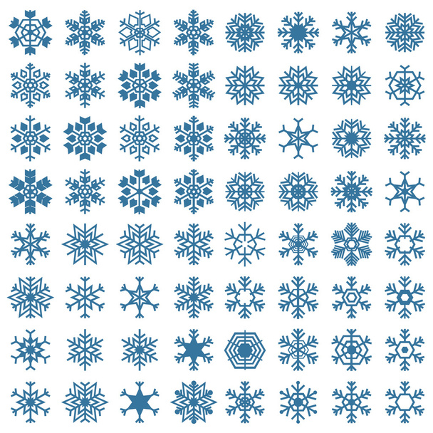 Conjunto de copos de nieve, ilustración vectorial. - Vector, Imagen