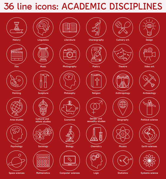 Set of academic disciplines icons - Vector, Image