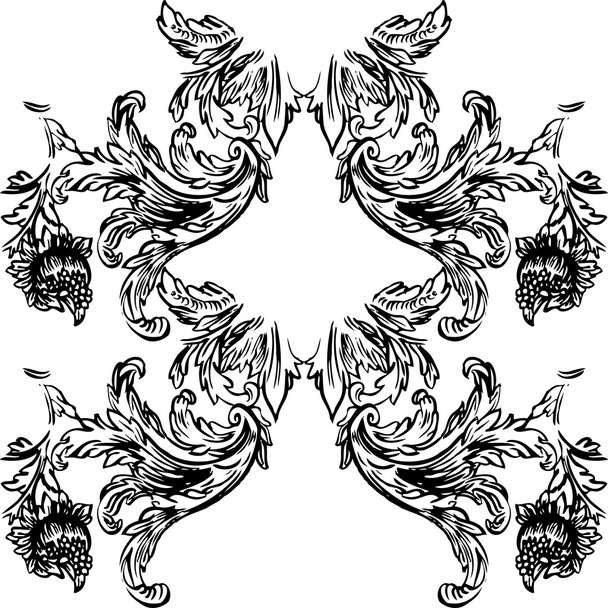 Adorno barroco floral abstracto
 - Vector, Imagen