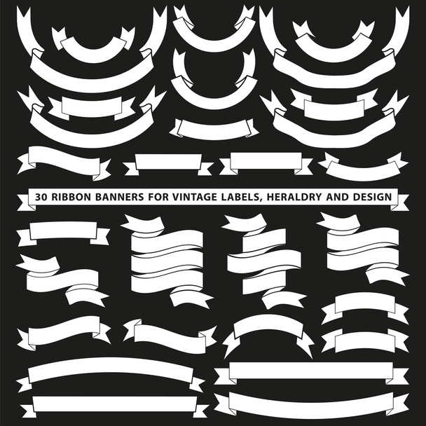 Collection of thirty vector banner ribbons - Vector, Image