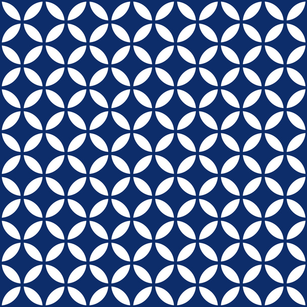 シームレスな交差する幾何学的なビンテージ ネイビー ブルー サークル パターン - ベクター画像