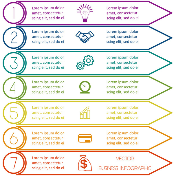 Infographic template from Colourful lines seven positions - Διάνυσμα, εικόνα
