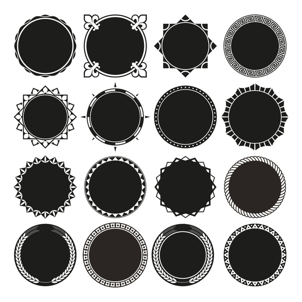 Collection of Round Decorative Border Frames with Solid Filled Background. Ideal for vintage label designs. - Vector, Image