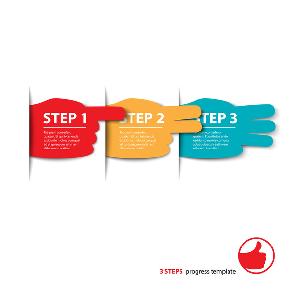 three steps fingers progress - Вектор,изображение