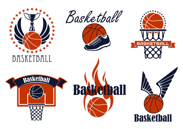 Pallacanestro gioco icone e simboli dello sport
 - Vettoriali, immagini