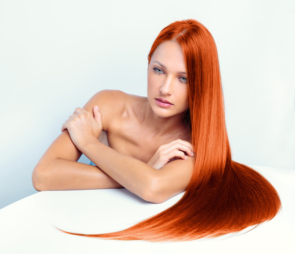 Beautiful girl with long red hair - Photo, Image