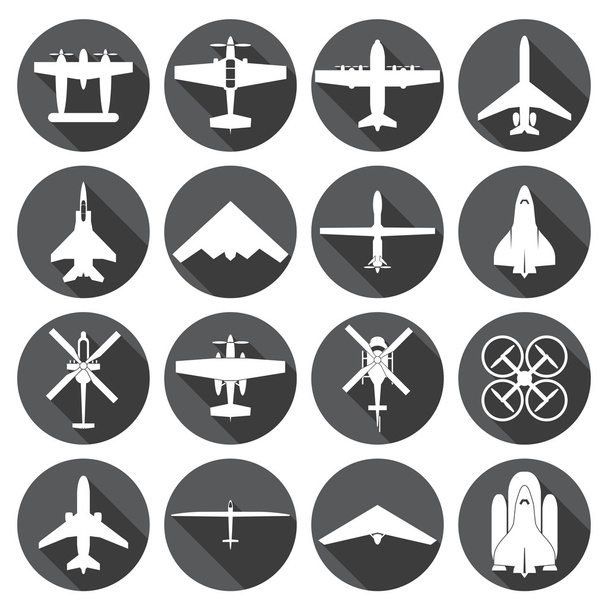 vliegtuig iconen set, circulaire Labels - Vector, afbeelding