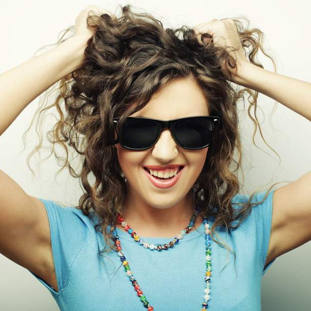 happy teen girl with sunglasses - Foto, Imagen
