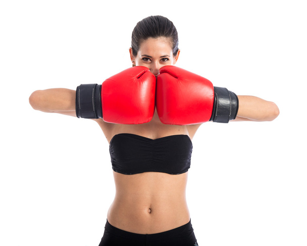Esporte mulher com luvas de boxe
  - Foto, Imagem