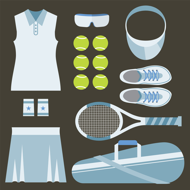 Top View Set Of White Tennis Women's Gears Vector Illustration - Vector, Imagen