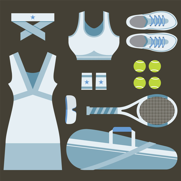 Beyaz Tenis kadın Gears vektör çizim kümesi Üstten Görünüm - Vektör, Görsel