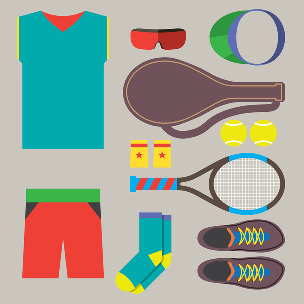 Top View Tennis Men's Gears Vector Illustration - Vector, afbeelding