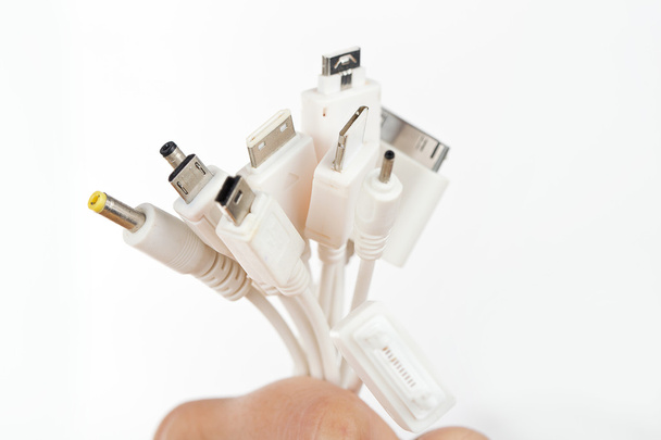 Female hand holding USB port tools charger. - Zdjęcie, obraz