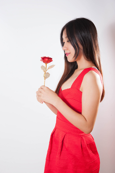 a lady in red dress - Photo, Image