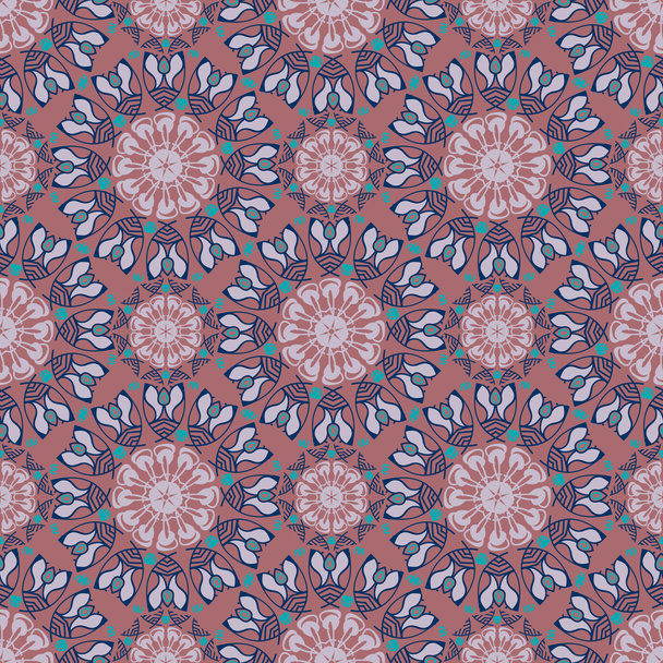 Colored pattern with decorative symmetric ornaments - Вектор, зображення