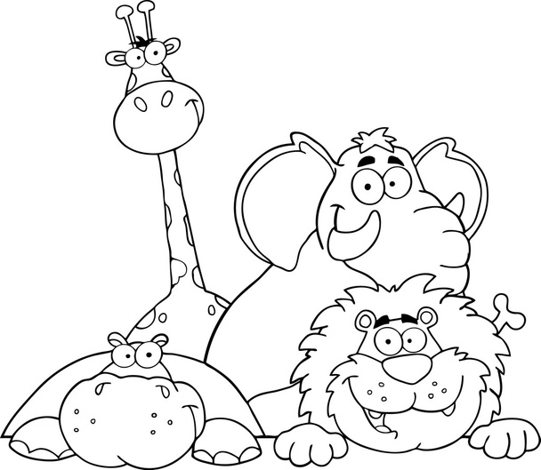 przedstawione cztery zwierzęta dżungli - Zdjęcie, obraz