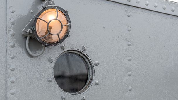 Maritime deck lamp and porthole - Photo, Image