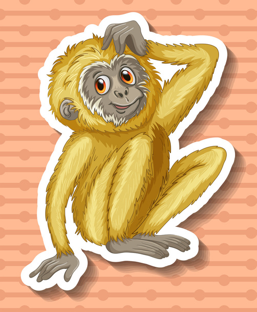 White gibbon scratching the head - Vector, Image