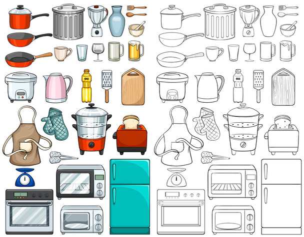 Εργαλεία κουζίνας και εξοπλισμοί - Διάνυσμα, εικόνα