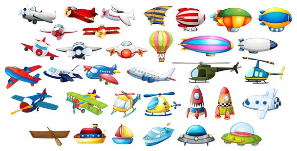 Αεροπλάνο παιχνίδια και μπαλόνια - Διάνυσμα, εικόνα