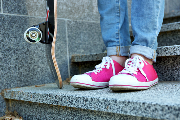 Young skateboarder in gumshoes - Foto, Imagem