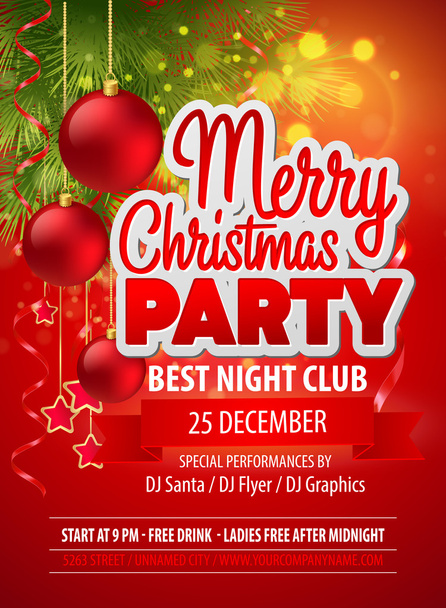 Christmas party flyer. Vector template - Vector, Image