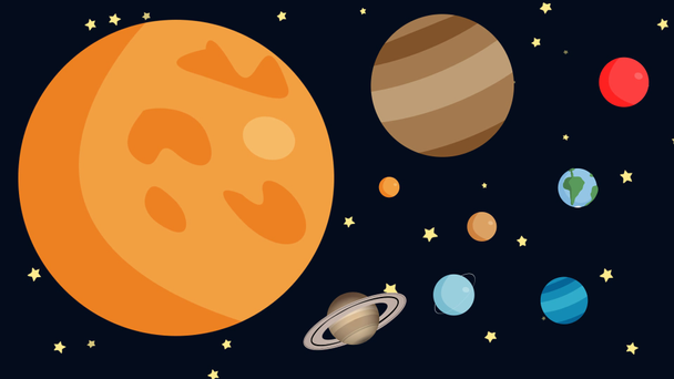 Animación de dibujos animados de los planetas del sistema solar
 - Imágenes, Vídeo