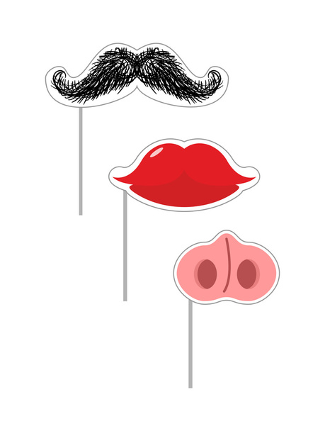 Ensemble de masque de carnaval. Illustration vectorielle Fausse moustache et lèvres. N
 - Vecteur, image
