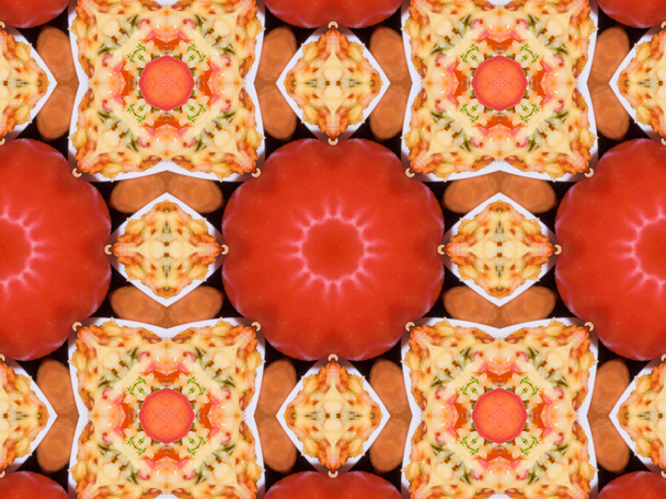 orange color drawing in kaleidoscope pattern  - Фото, зображення