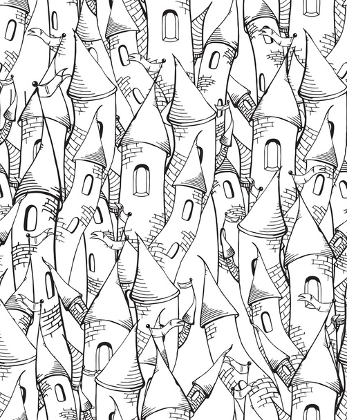 Seamless pattern with cartoon towers - Vector, Image