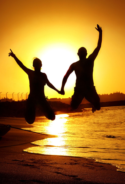 Two happy jumpers - Фото, зображення