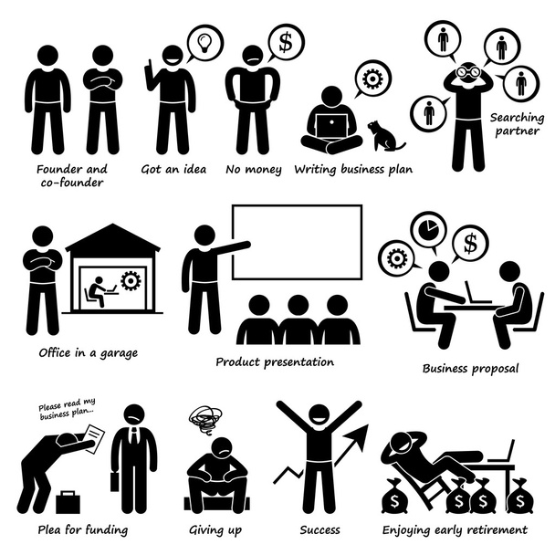 Entrepreneur Creating a Startup Business Company Pictogram - Vector, Image